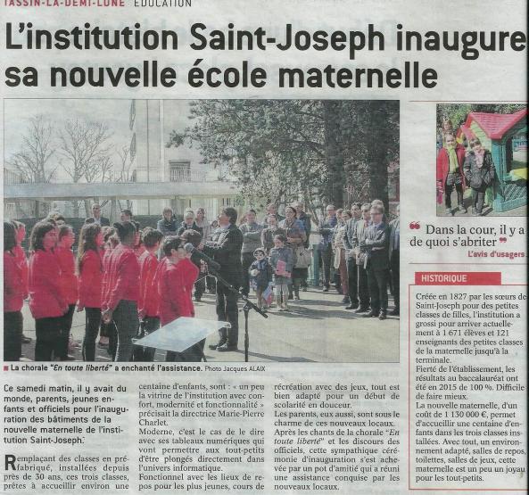 Inauguration maternelle saint joseph mars 2016